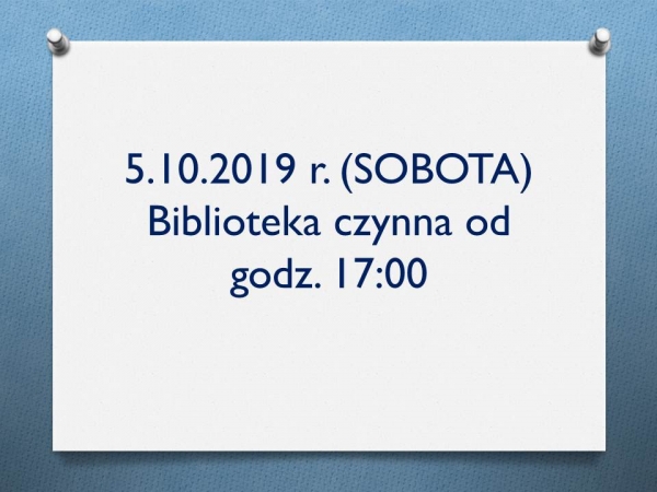 Noc Bibliotek - biblioteka czynna od 17.00