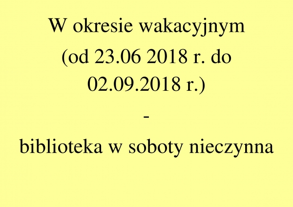 Biblioteka w soboty nieczynna