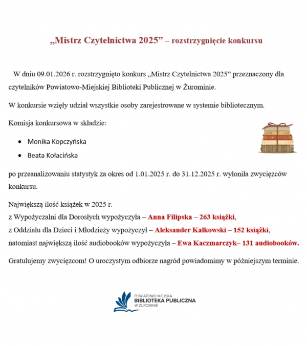 Mistrz Czytelnictwa 2025